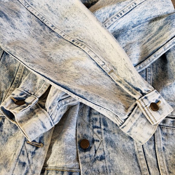 Vintage 80s Stone Wash Denim Button Up Jacket - Picture 7 of 8